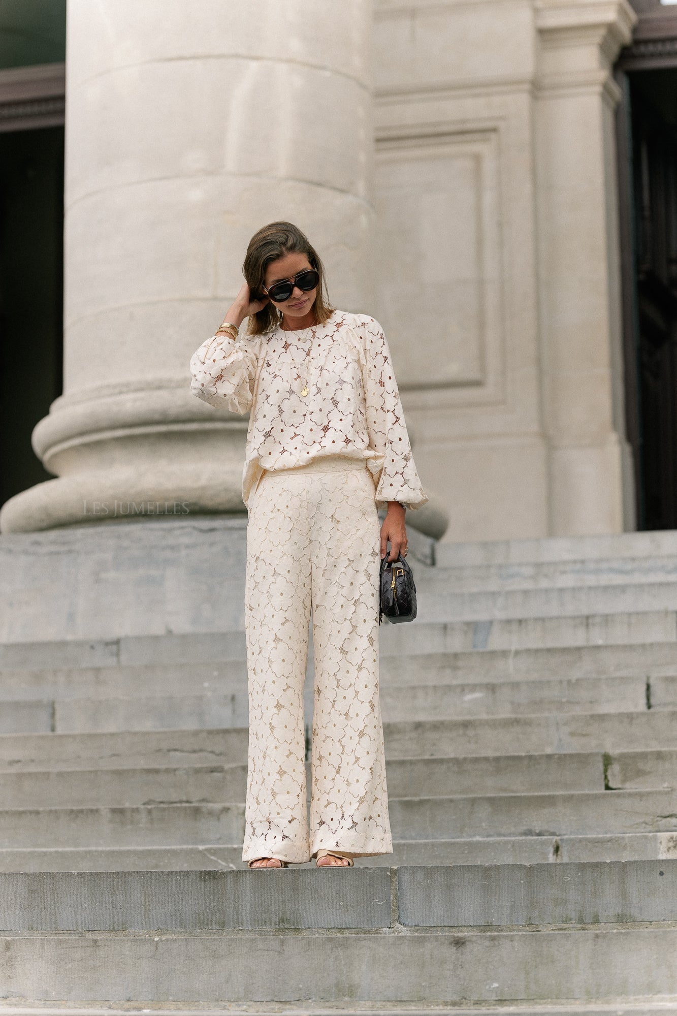 Joyce wide lace pants cream