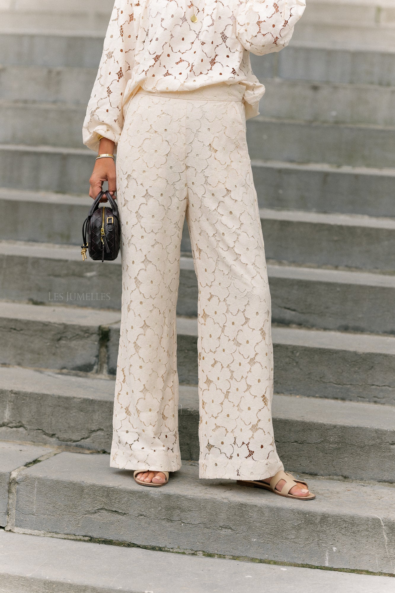 Joyce wide lace pants cream