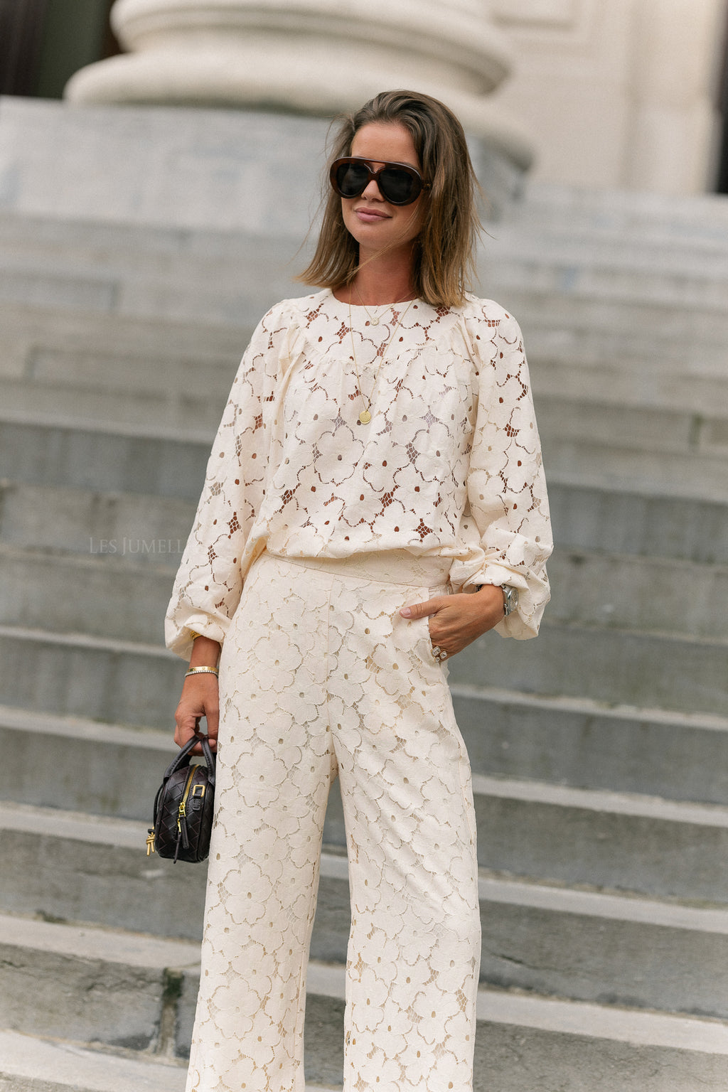Lily lace blouse cream