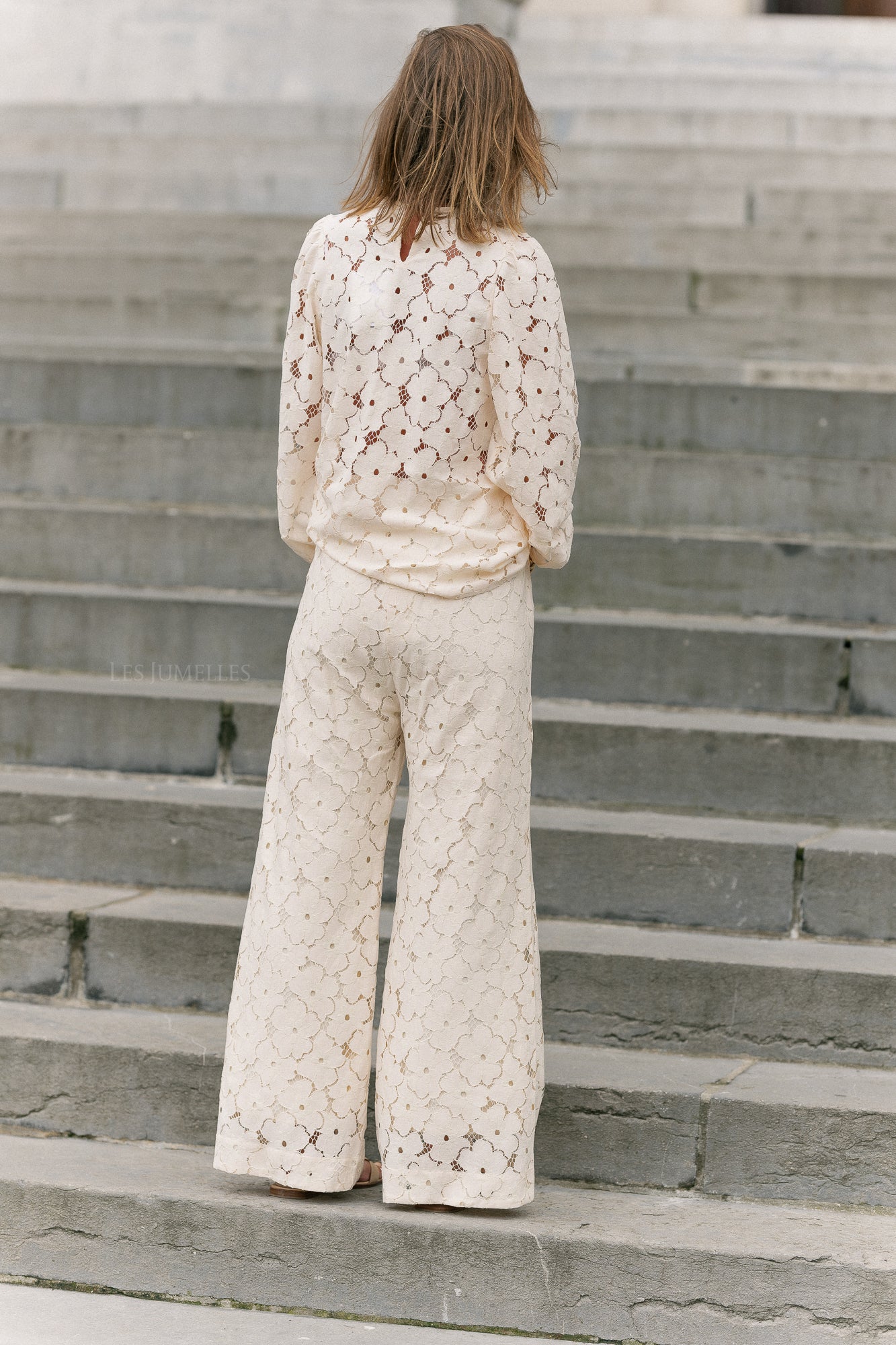 Joyce wide lace pants cream