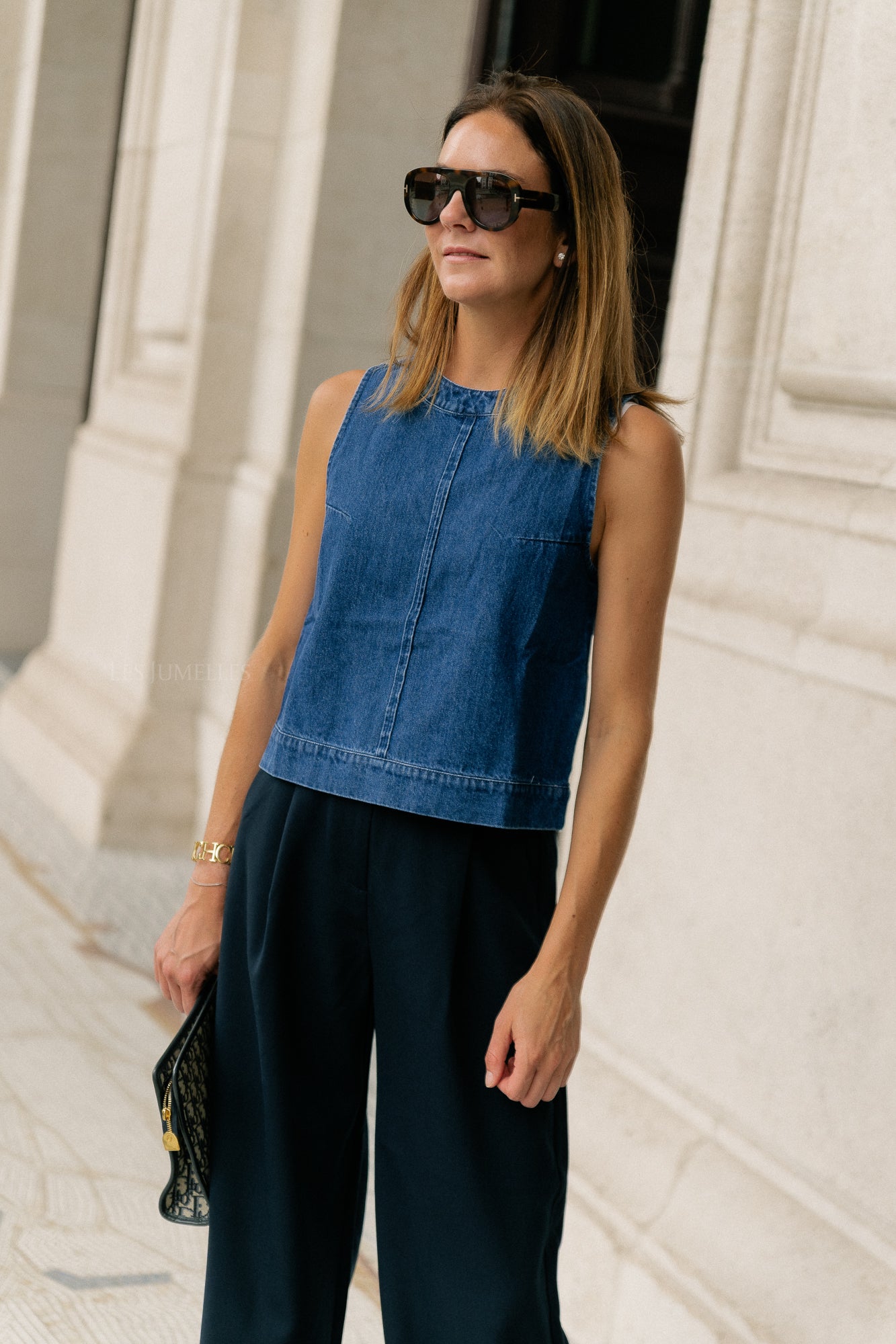 Lucy SL denim top dark blue