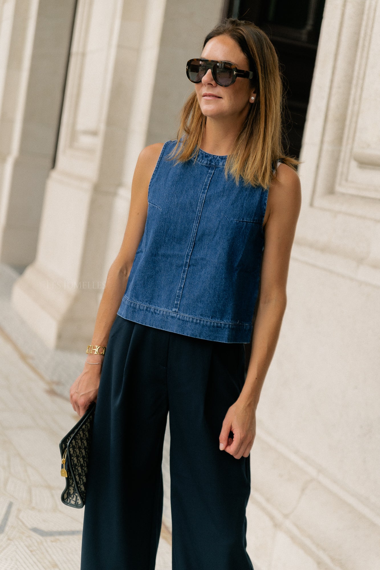 Lucy SL denim top dark blue