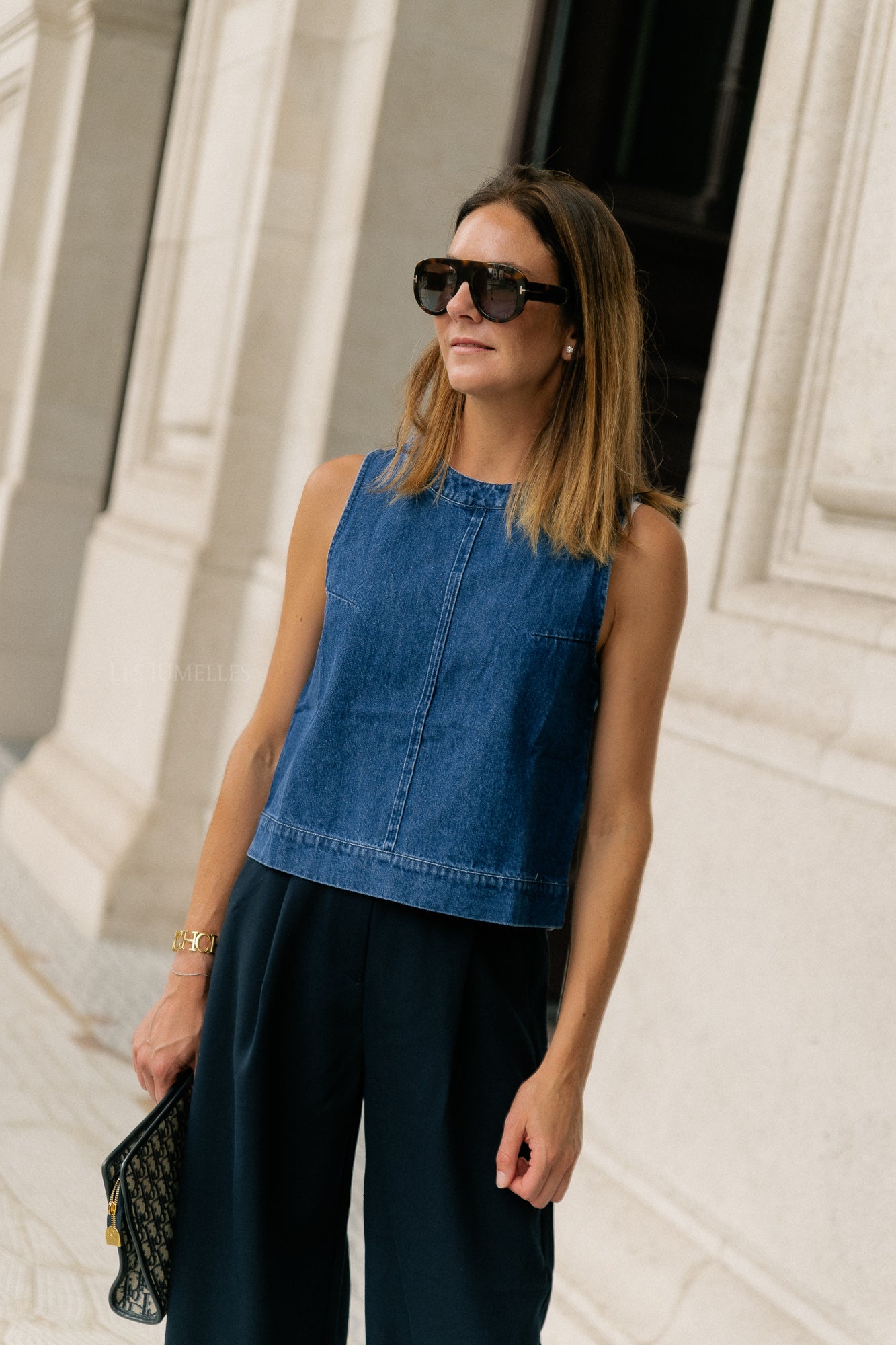 Lucy SL denim top dark blue