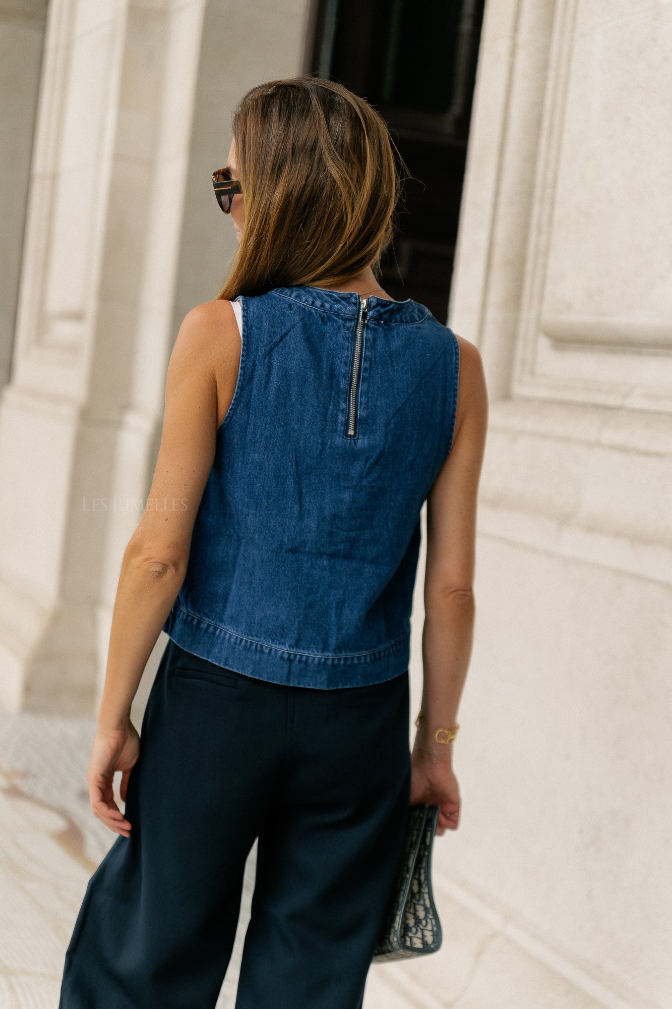 Lucy SL denim top dark blue