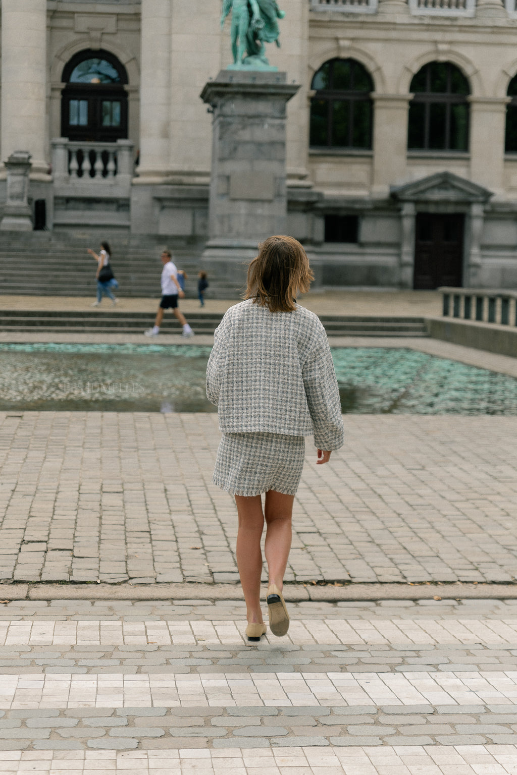 Ellinor skirt off white/ grey tweed