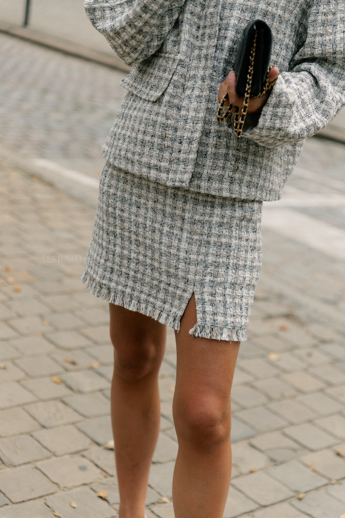 Ellinor skirt off white/ grey tweed