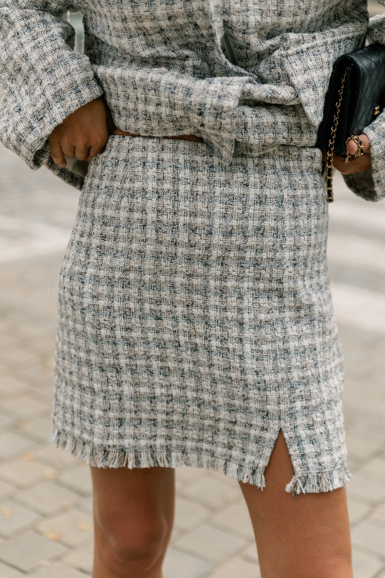 Ellinor skirt off white/ grey tweed