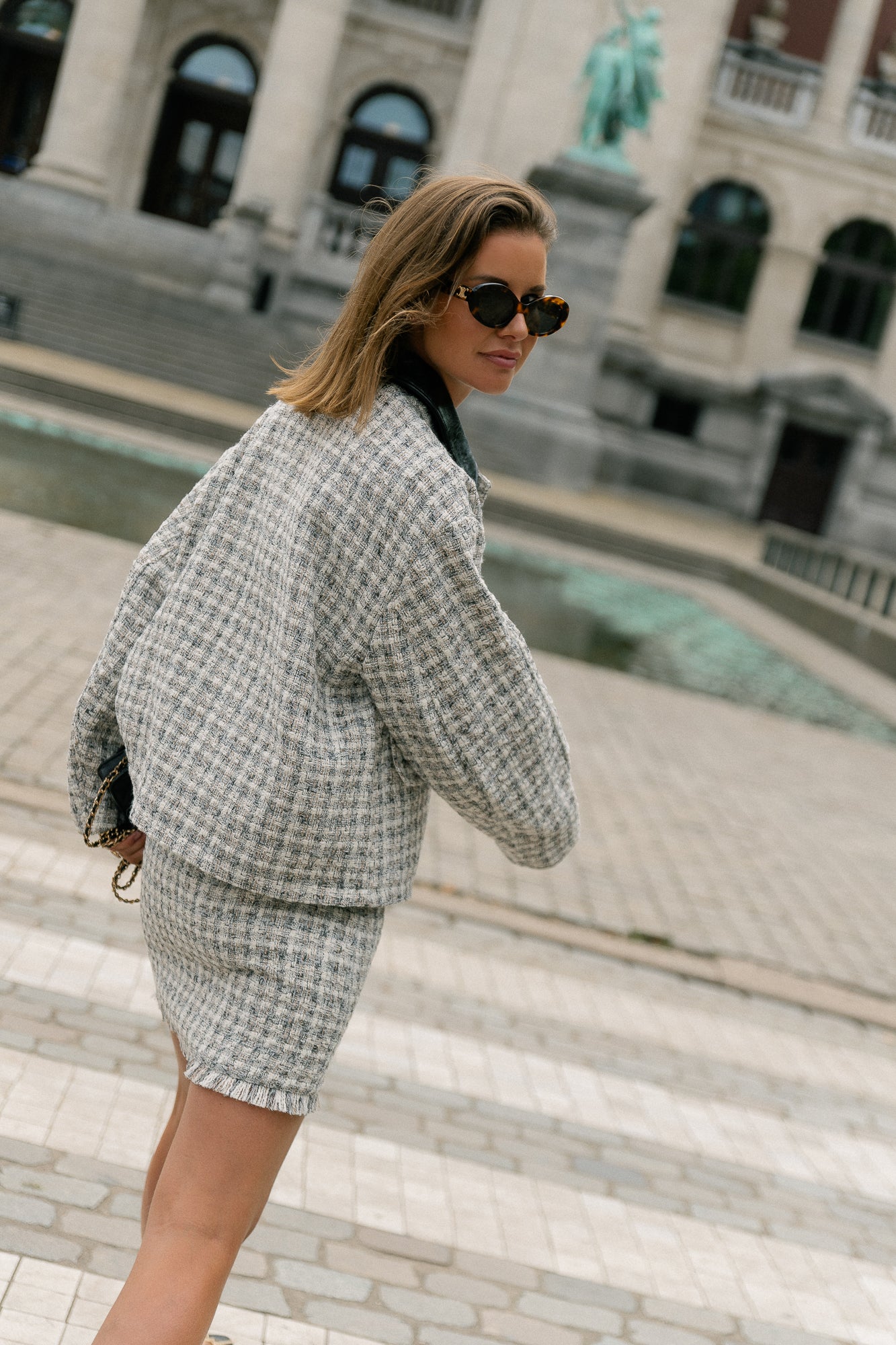 Ellinor skirt off white/ grey tweed