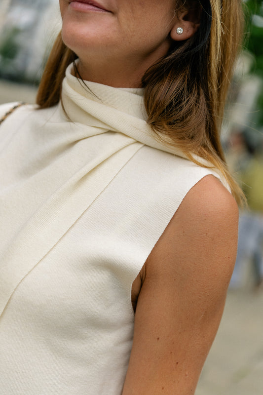 Les Jumelles Pheres sleeveless draped jumper off white