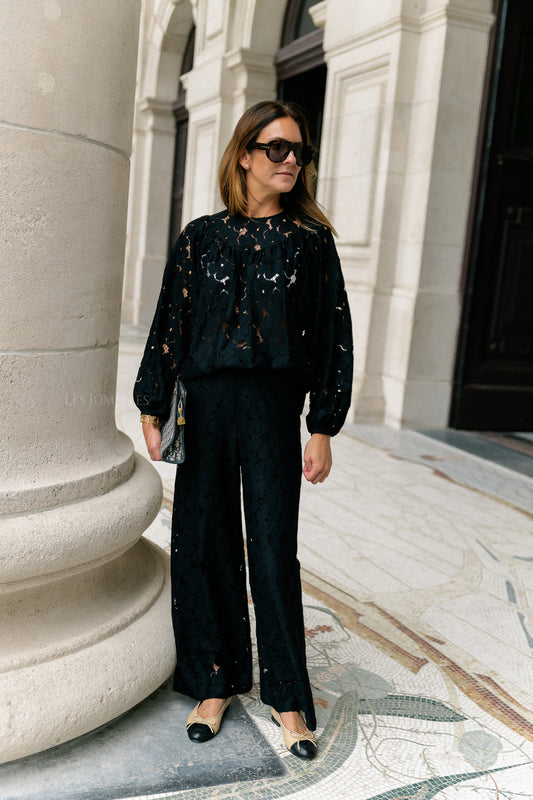 Les Jumelles Lily lace blouse black
