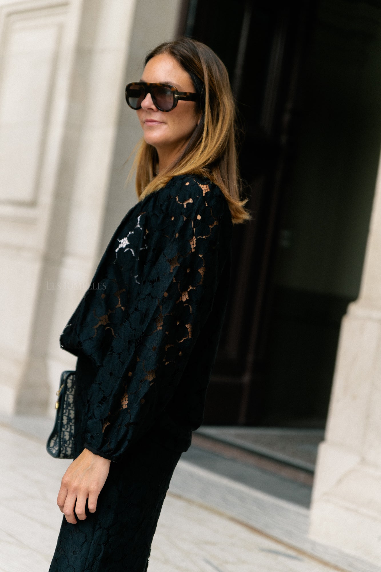 Lily lace blouse black