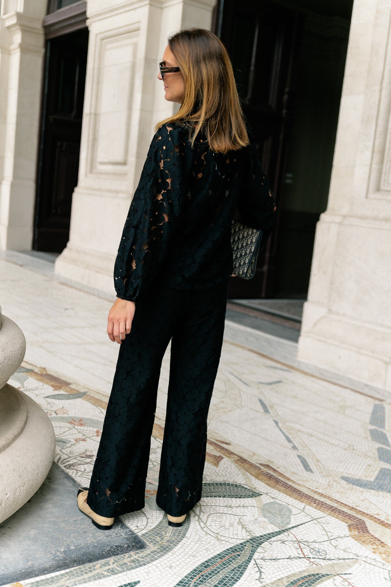Joyce wide lace pants black