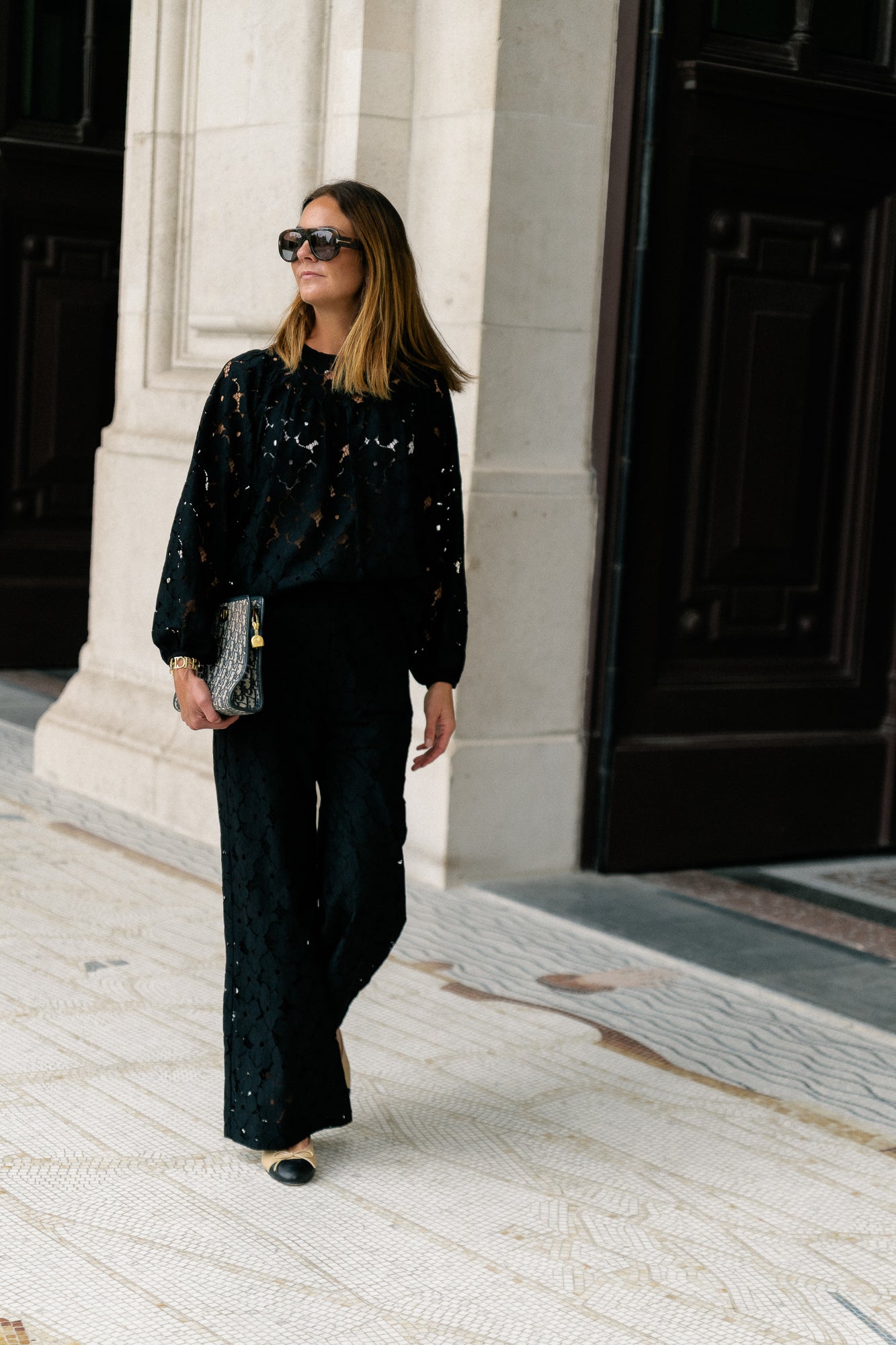 Joyce wide lace pants black