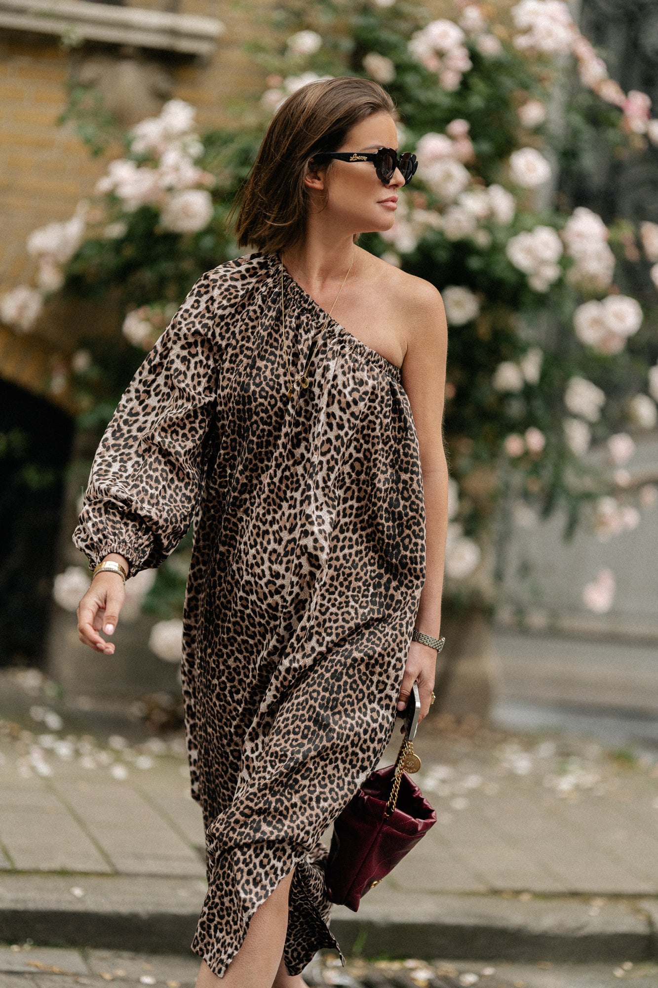 Margaret ein Schulter langes Kleid Leopard