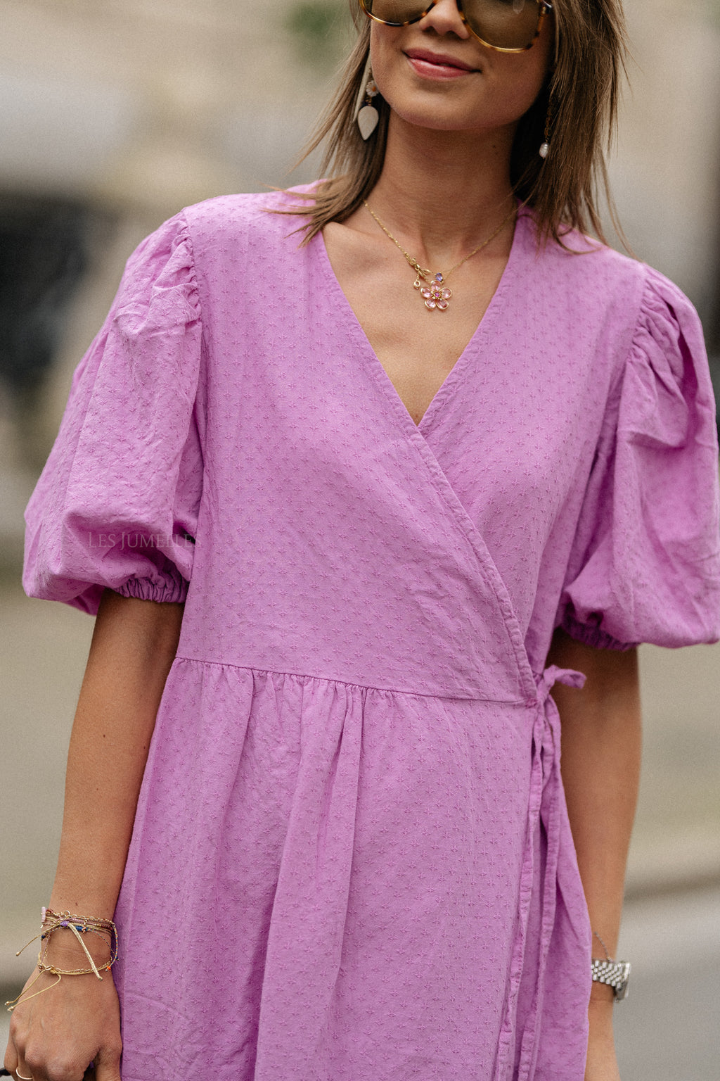 Juliette diagonales Wickelkleid in Orchidee