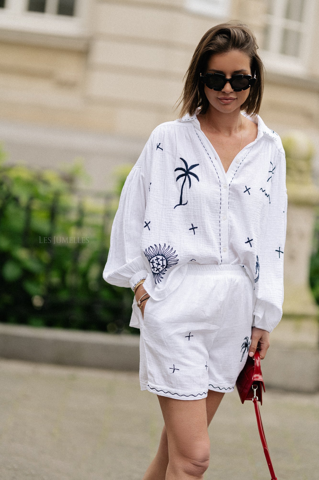 Dara bestickte Shorts Weiß