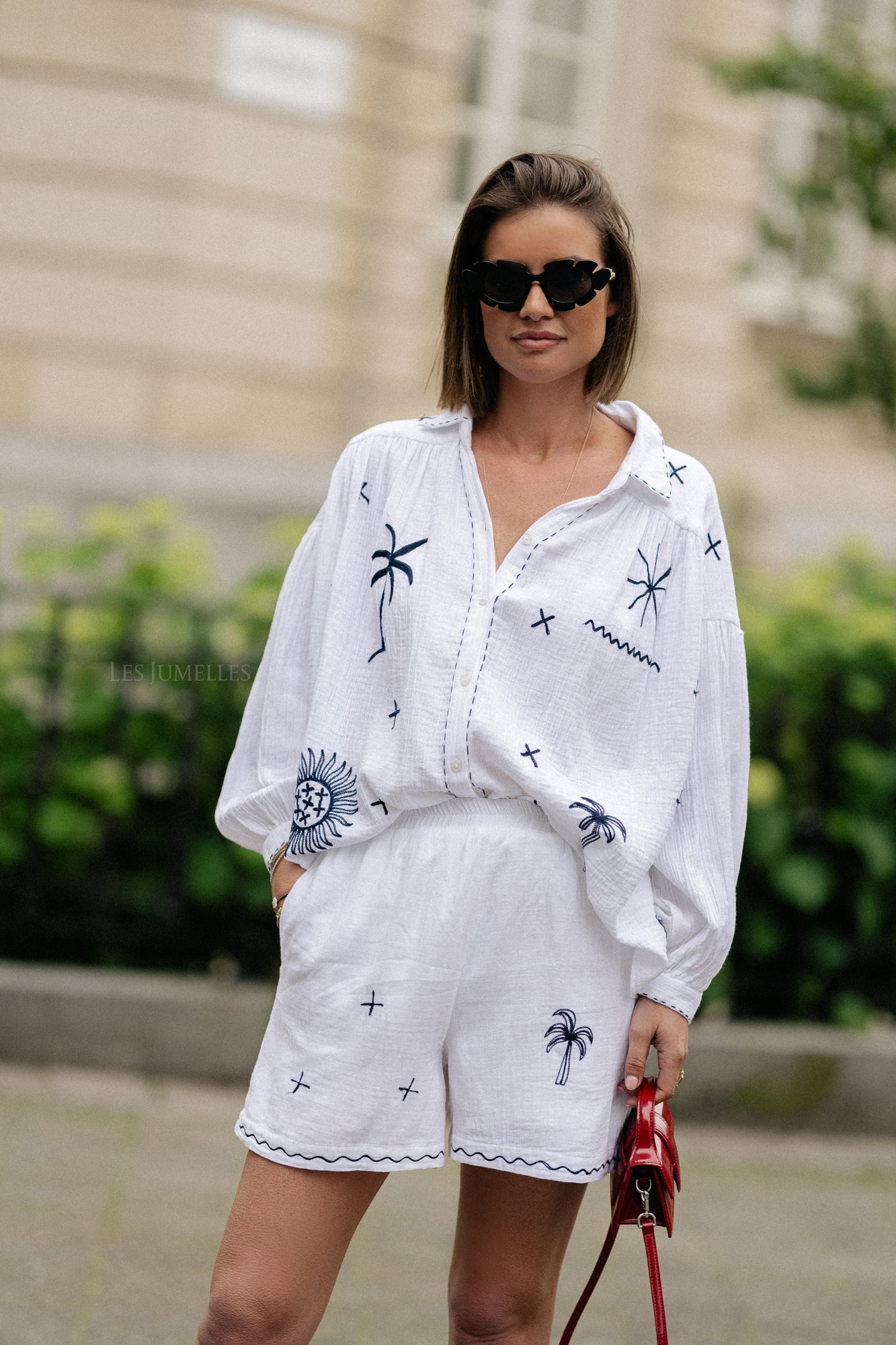 Dara bestickte Shorts Weiß