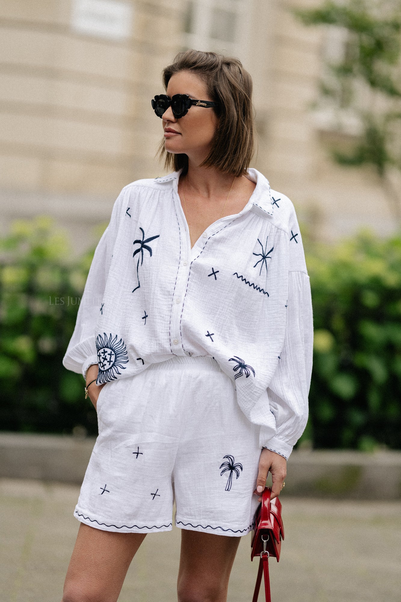 Dara bestickte Shorts Weiß