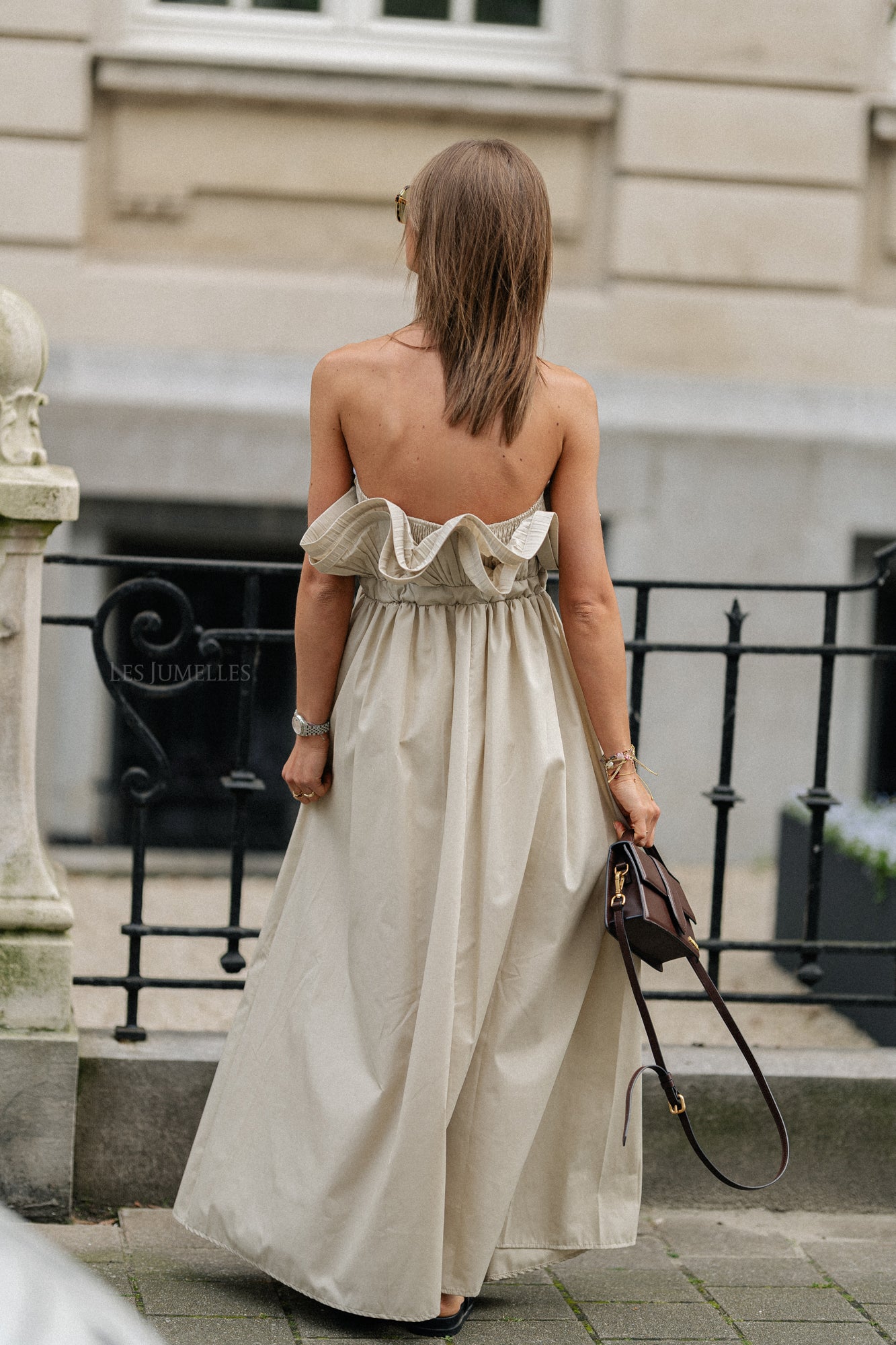 Robe bandeau à volants Frankie beige