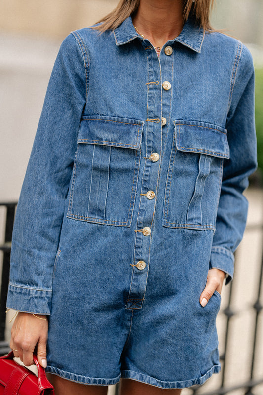 Les Jumelles Dallas Denim-Playsuit