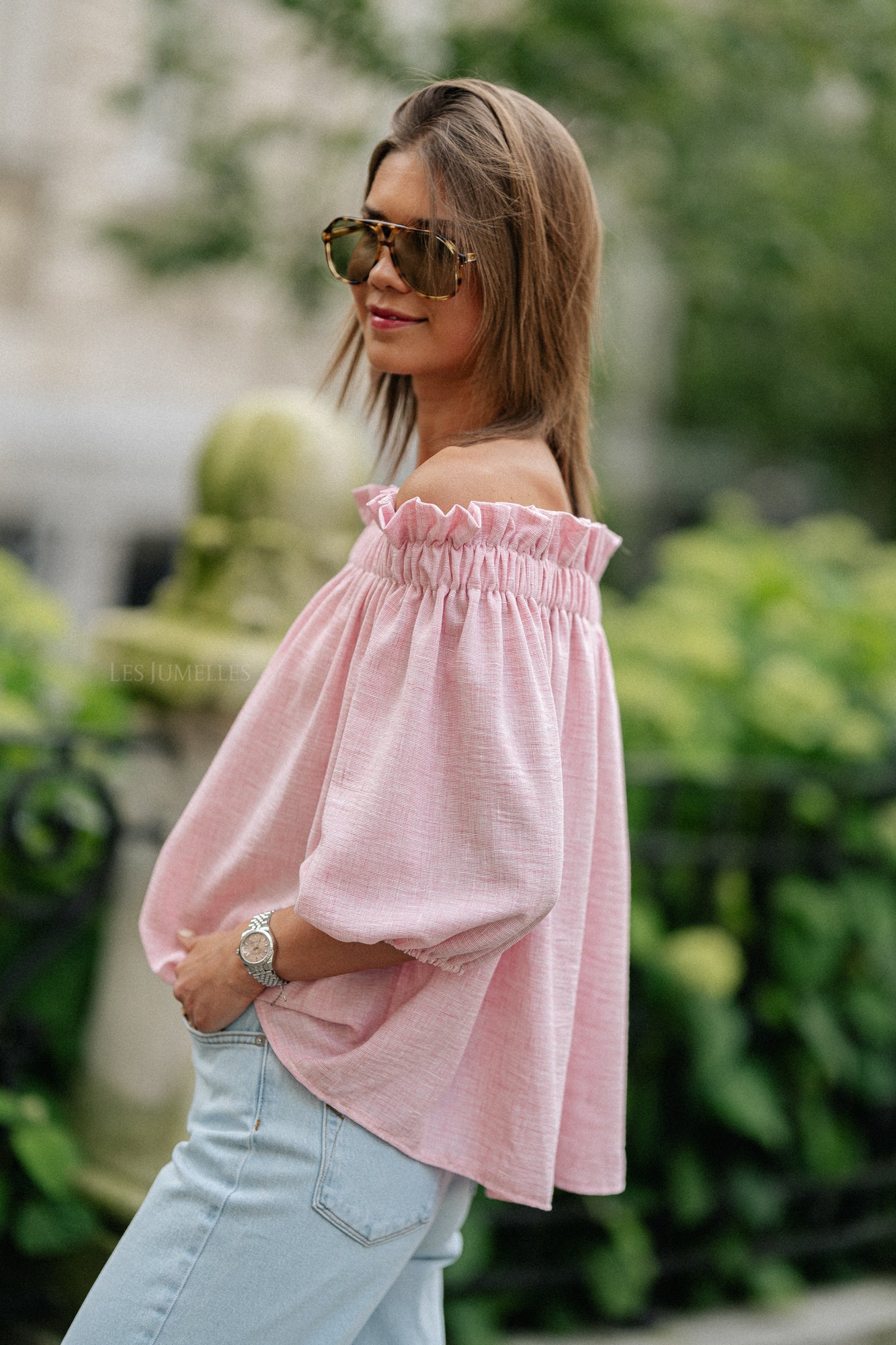 Anabel Schulterfreie Bluse hellrosa