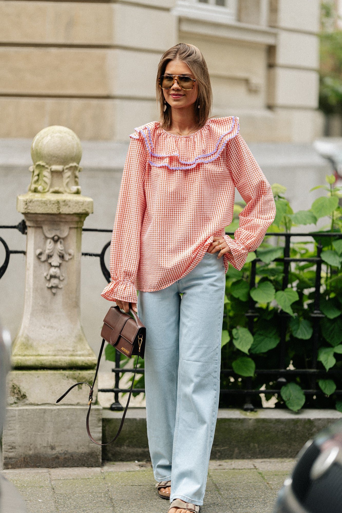 Blouse à carreaux Jolene orange