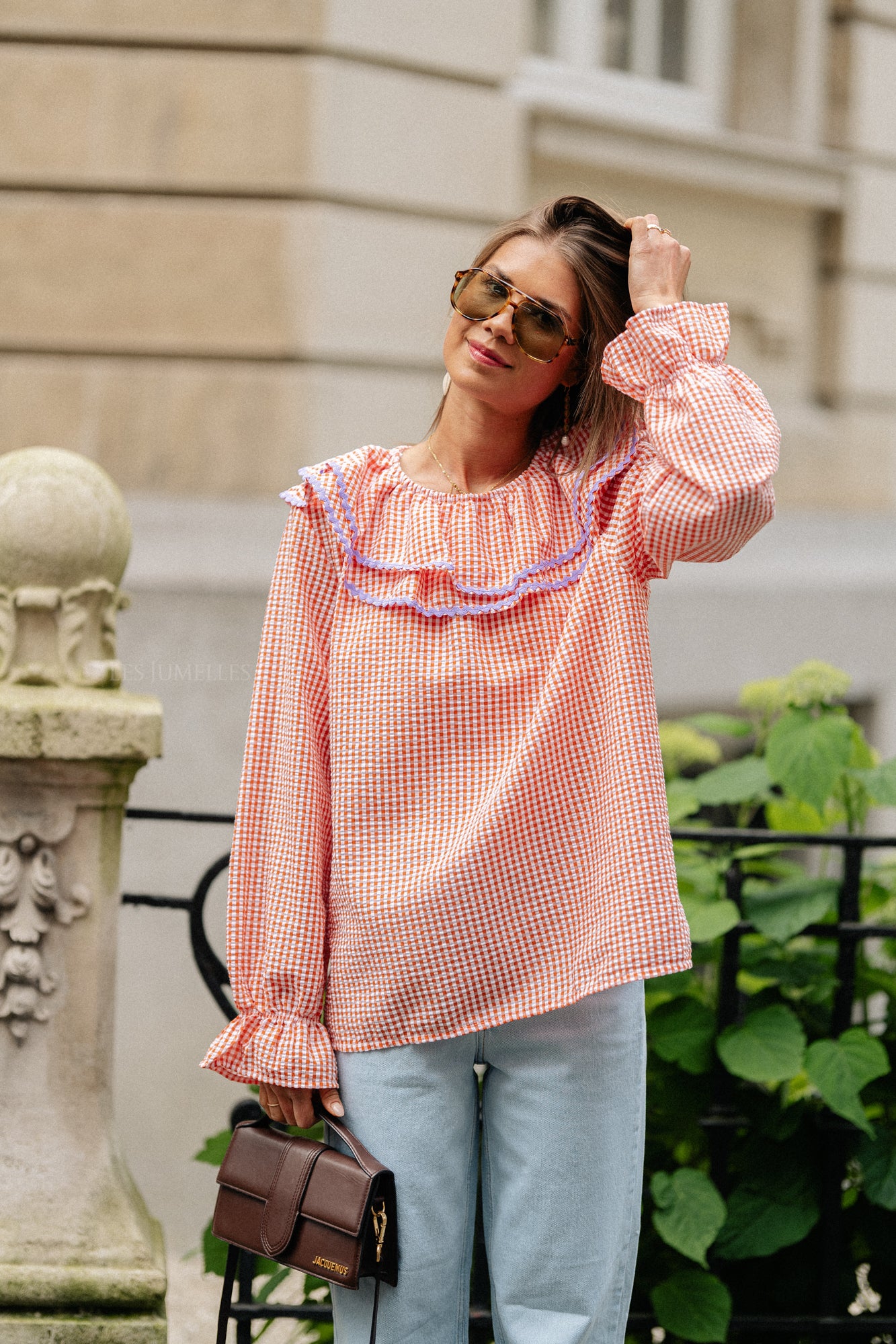 Blouse à carreaux Jolene orange