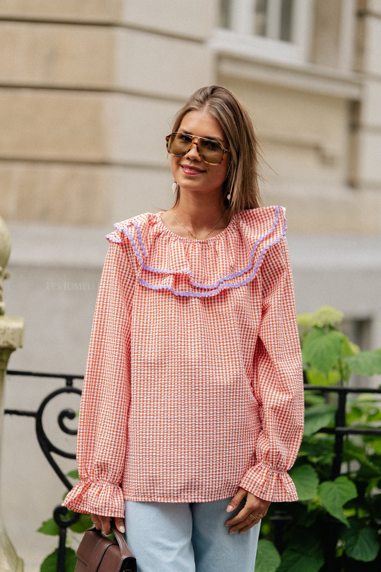 Blouse à carreaux Jolene orange