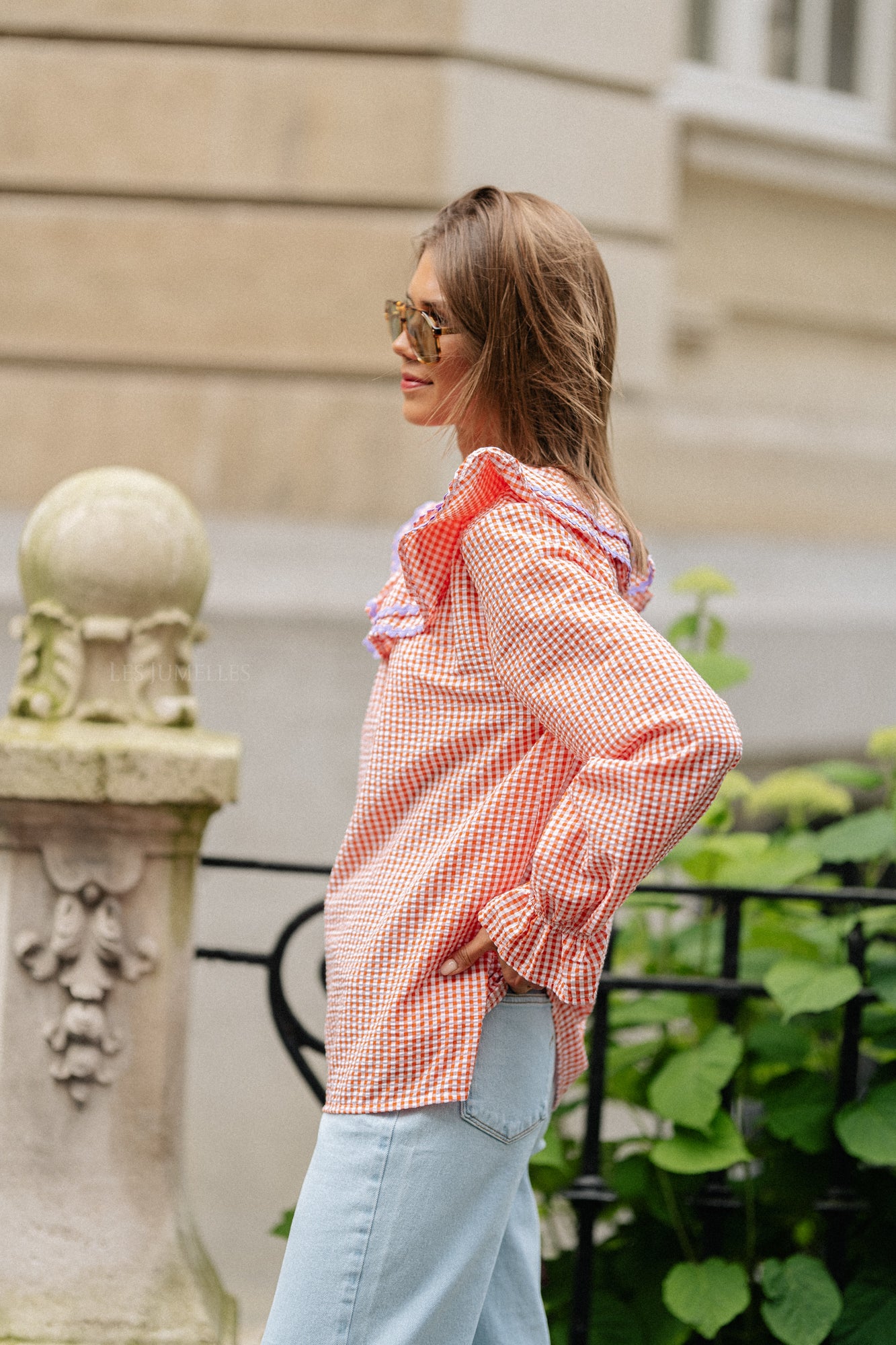 Blouse à carreaux Jolene orange