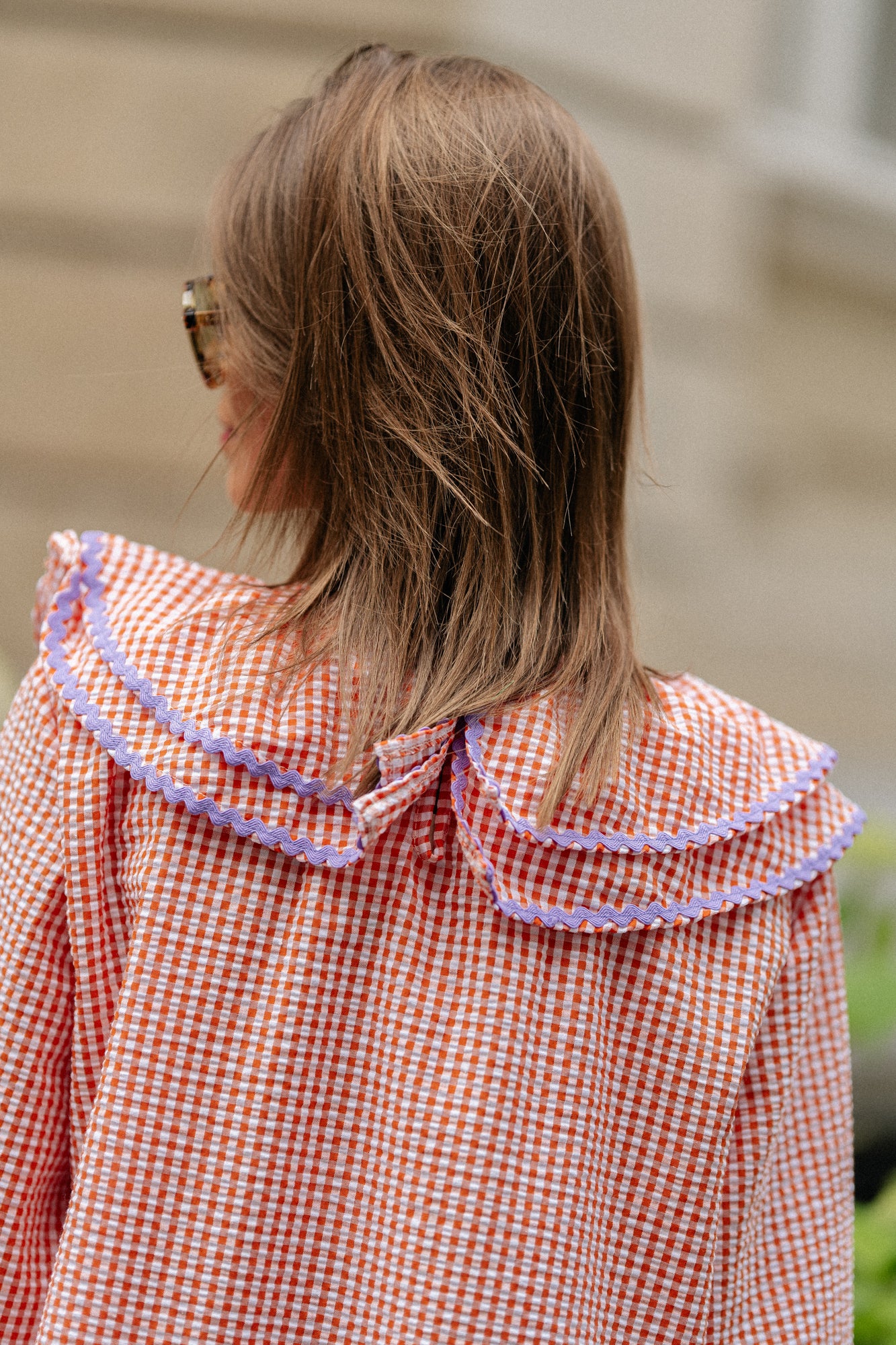 Blouse à carreaux Jolene orange