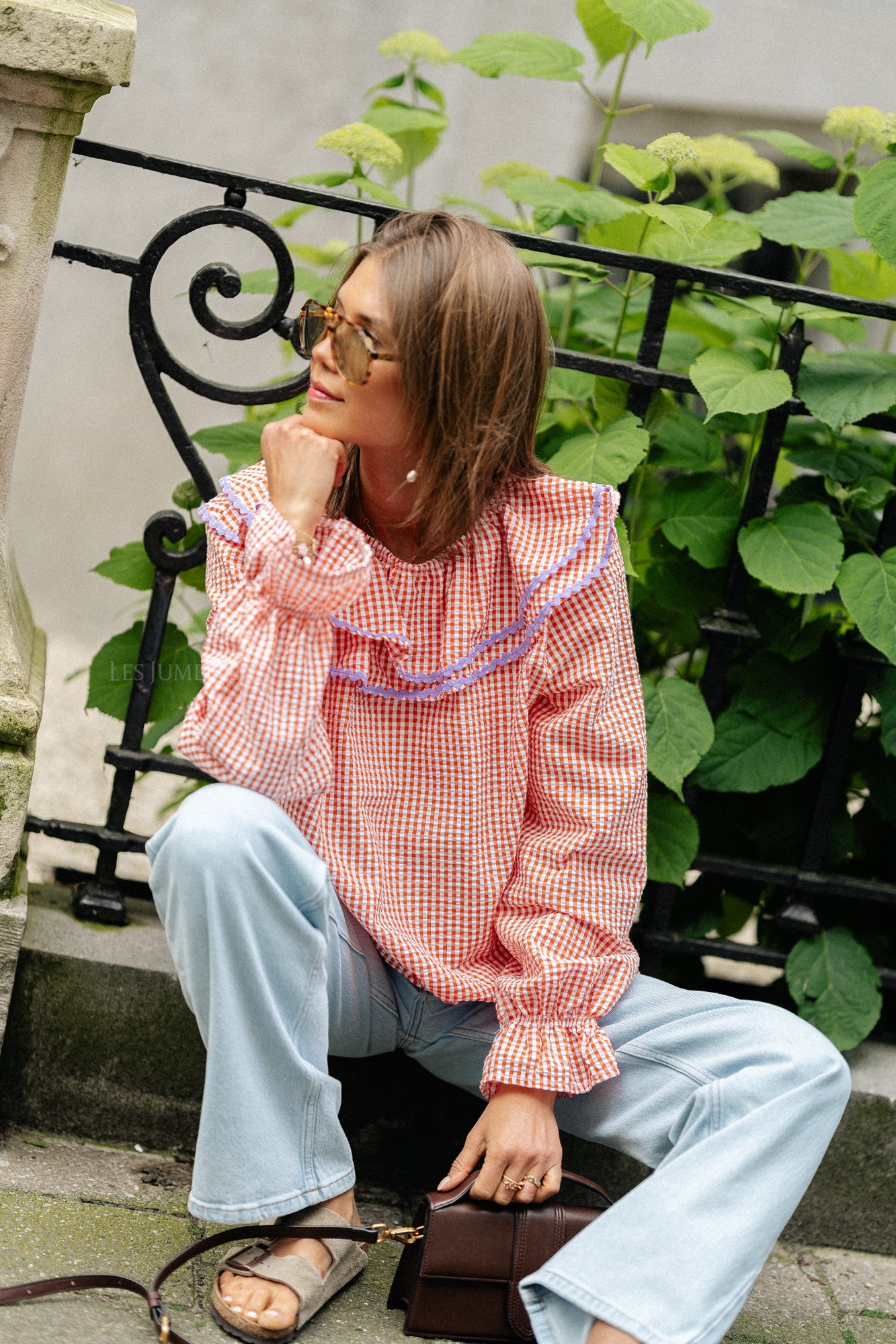 Blouse à carreaux Jolene orange