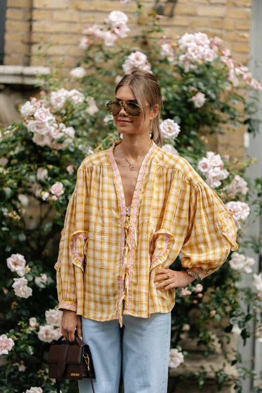 Les Jumelles Lilou cotton frill shirt ochre