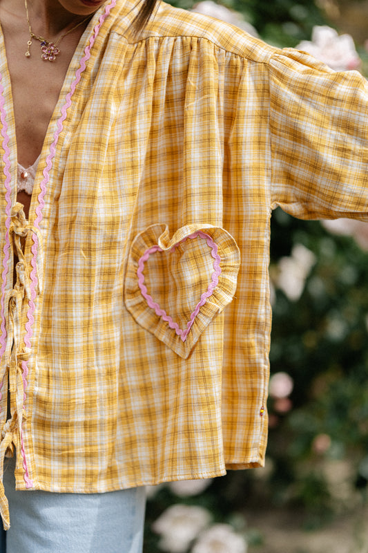 Les Jumelles Lilou cotton frill shirt ochre