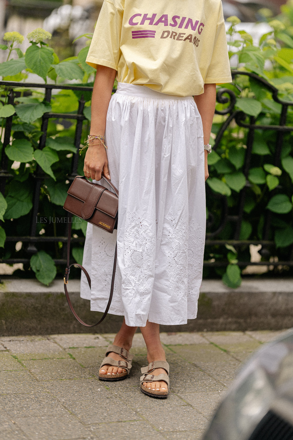 Midirok met broderie anglaise wit