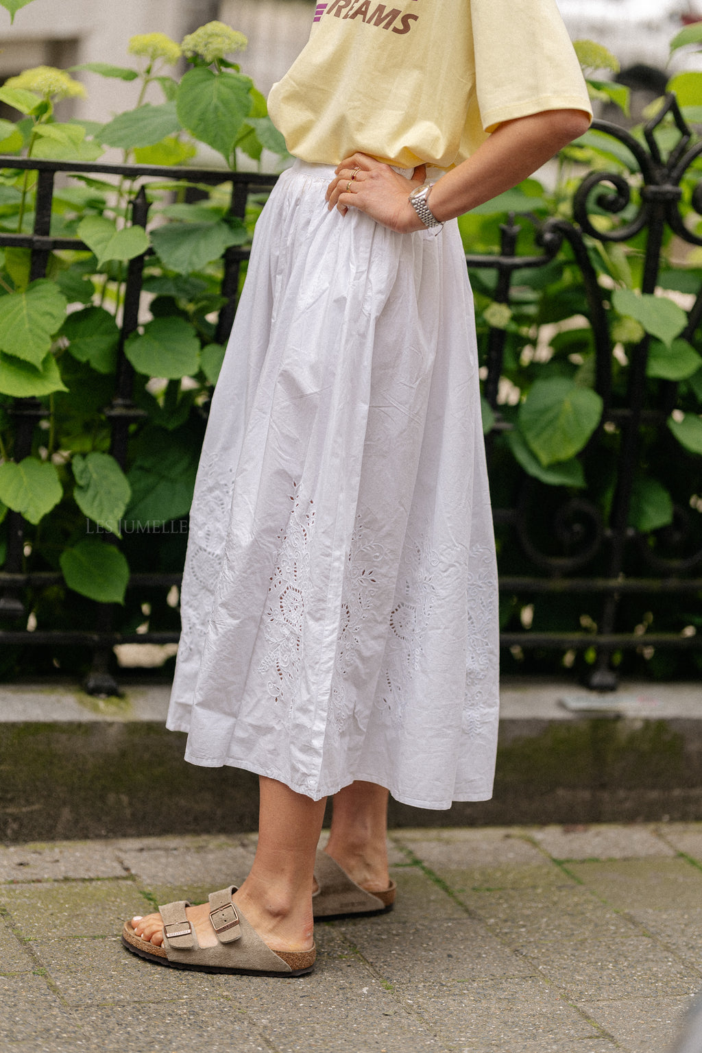 Midirok met broderie anglaise wit
