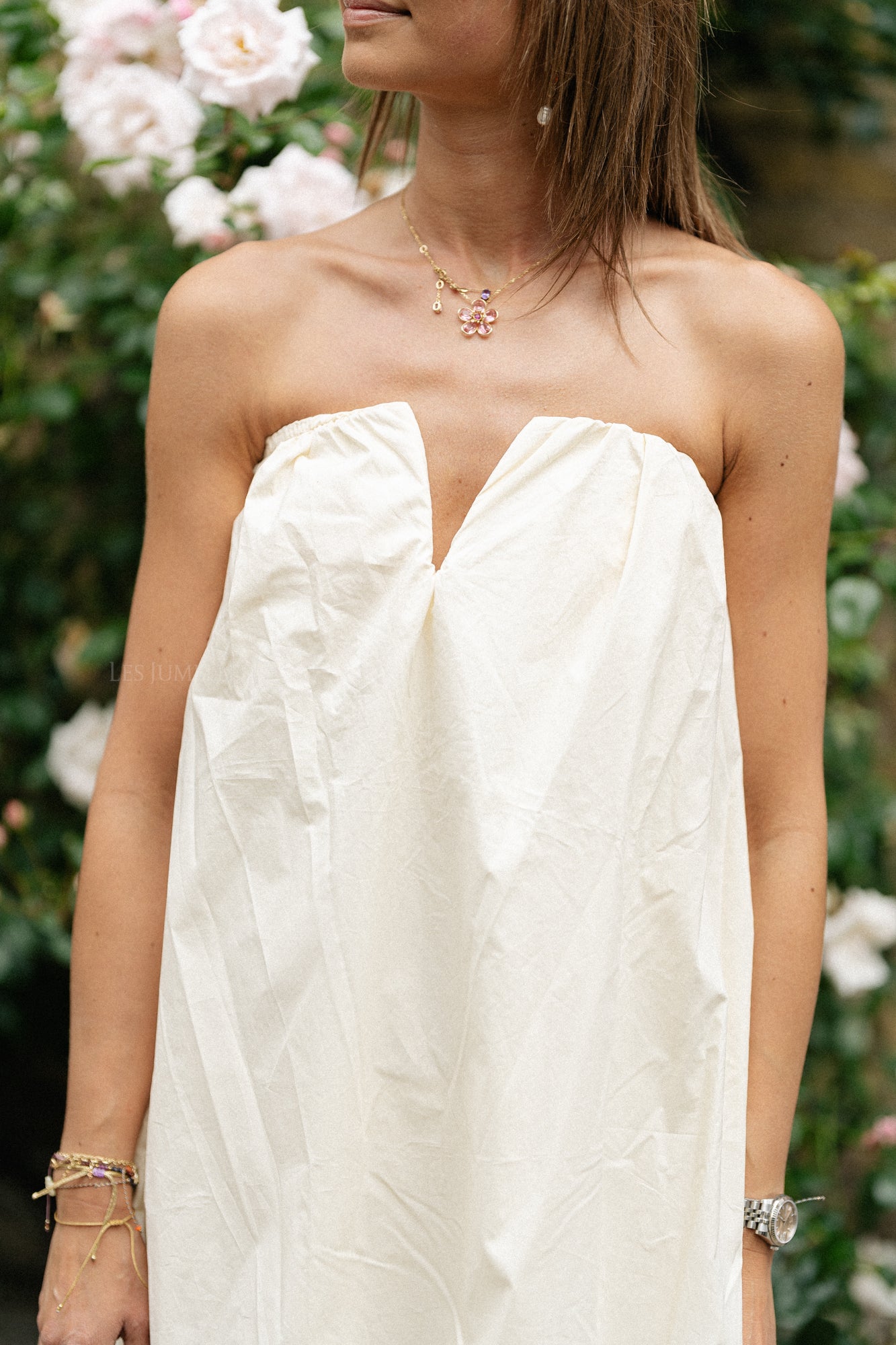 Solange bandeaujurk crème