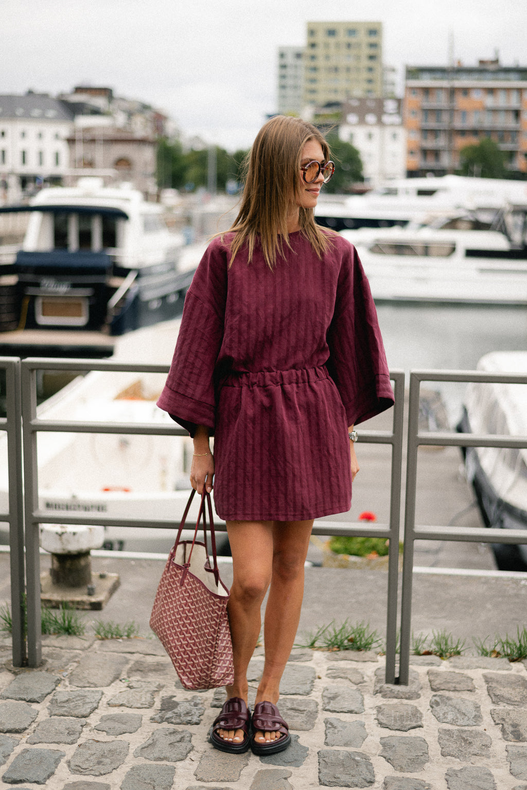 Loena striped skirt burgundy
