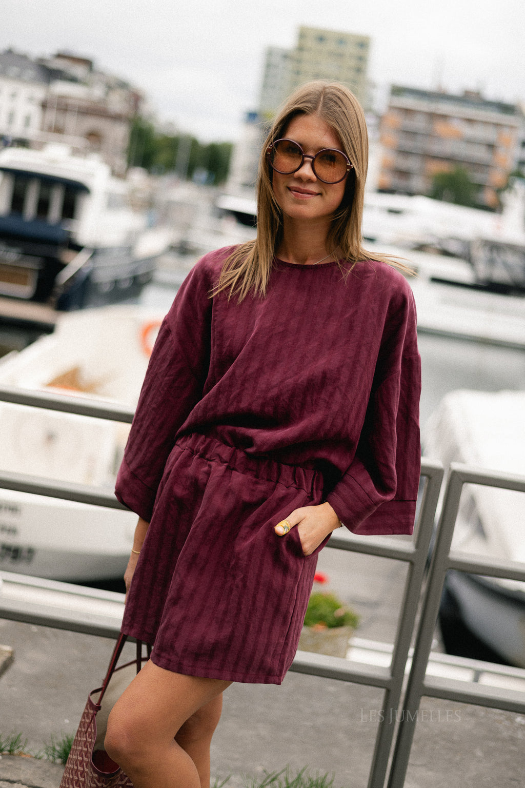 Loena striped blouse burgundy
