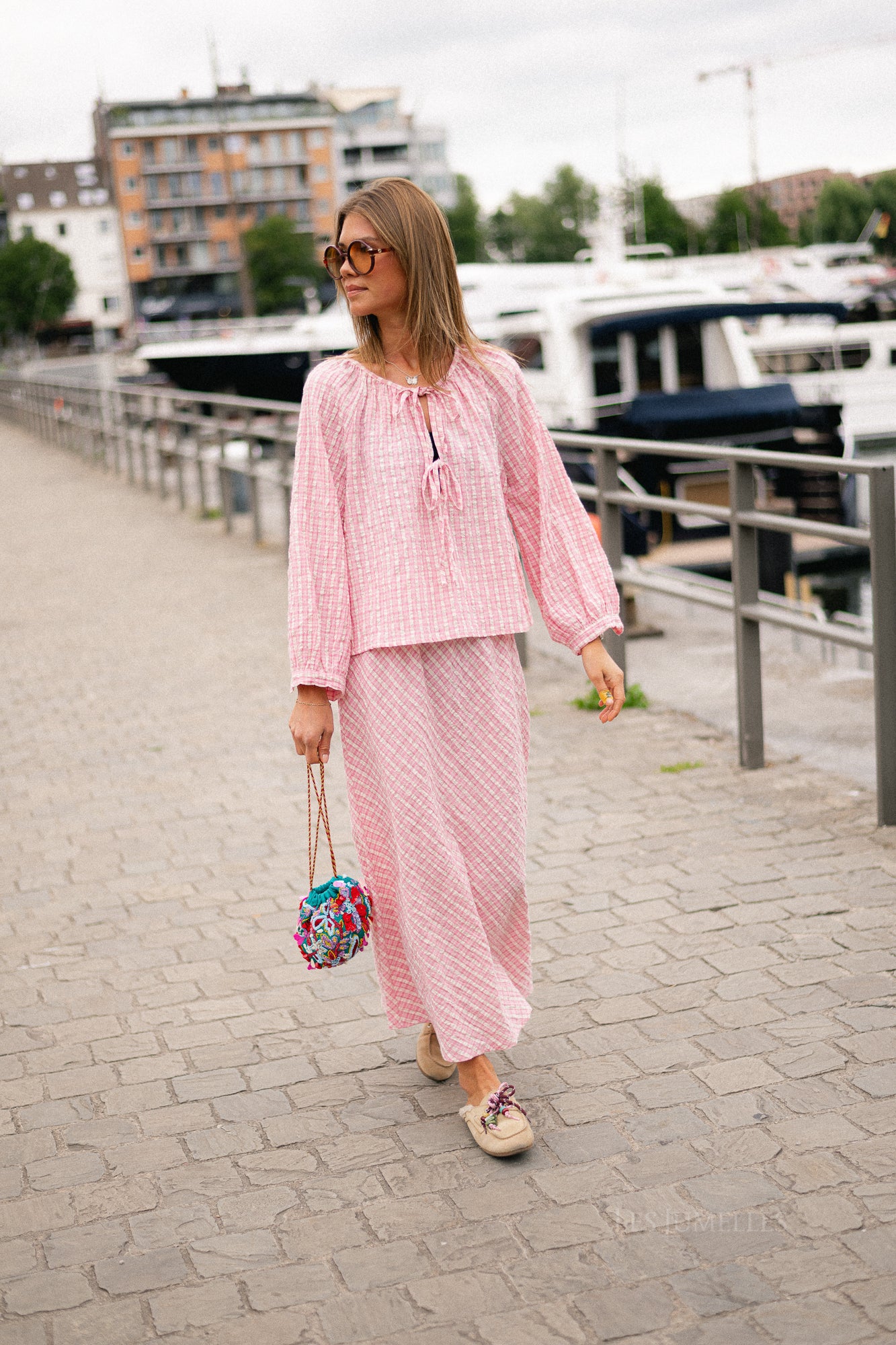 Lianne checkered skirt pink