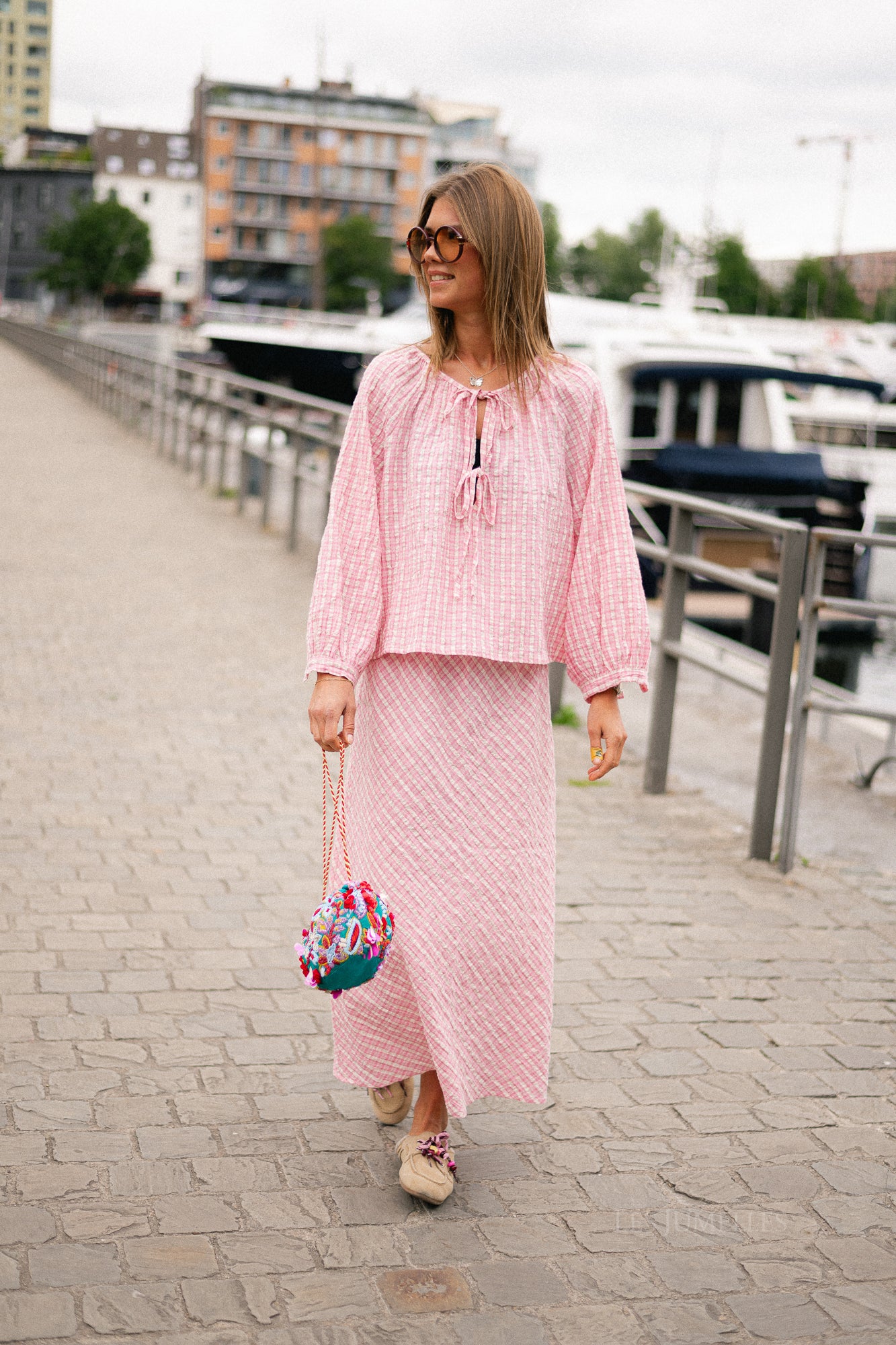 Lianne checkered skirt pink