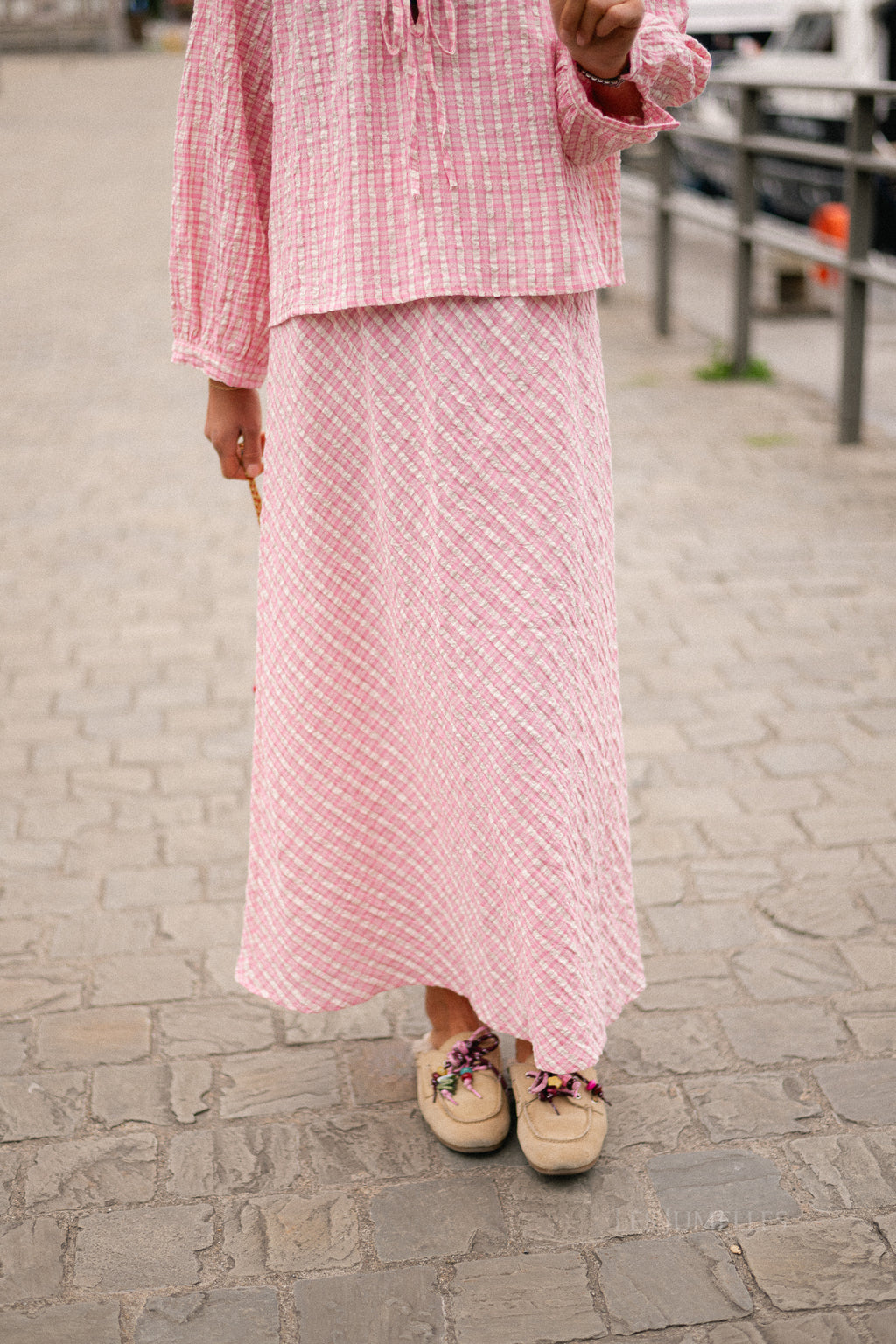 Lianne checkered skirt pink