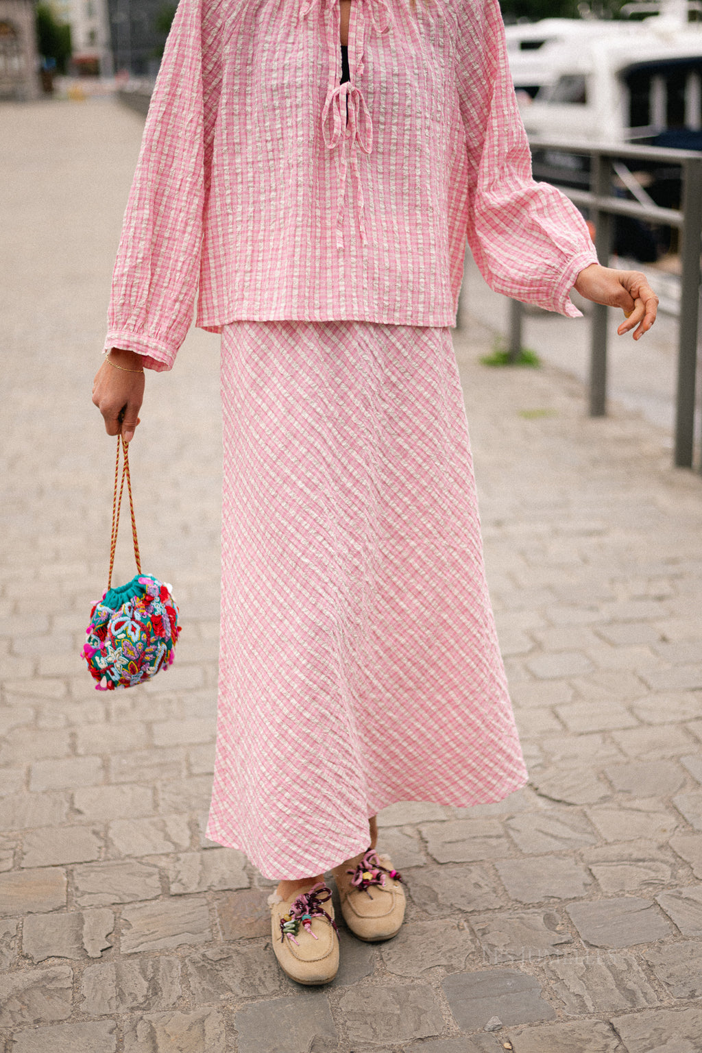 Lianne checkered skirt pink