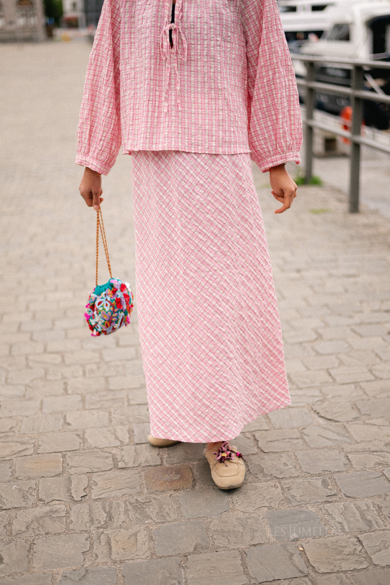 Lianne checkered skirt pink