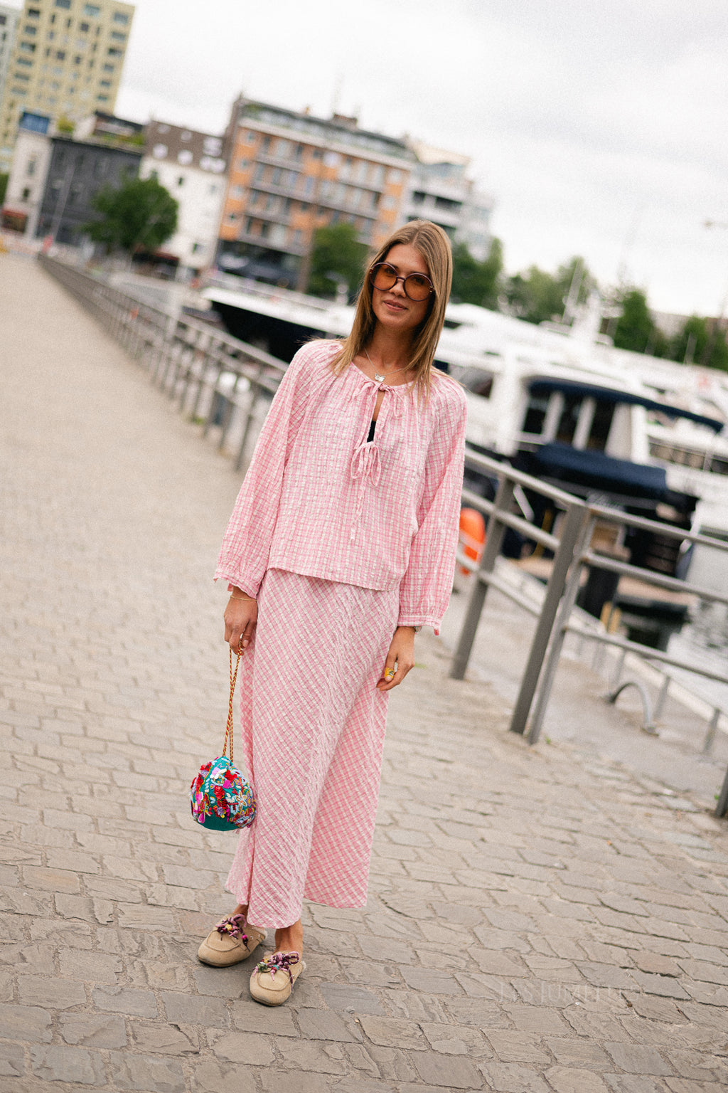 Lianne checkered skirt pink