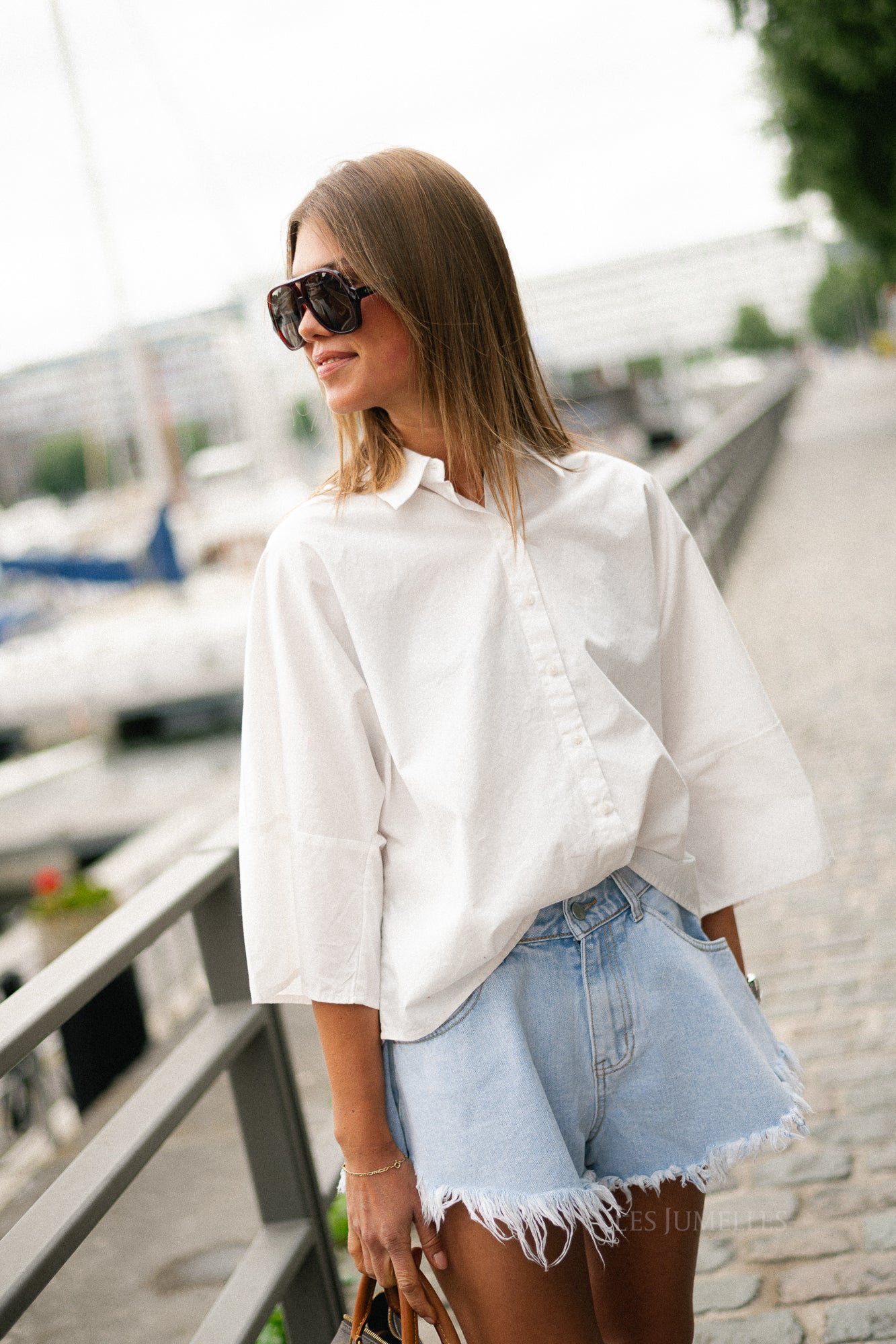 VIJuno 2/4 loose shirt snow white