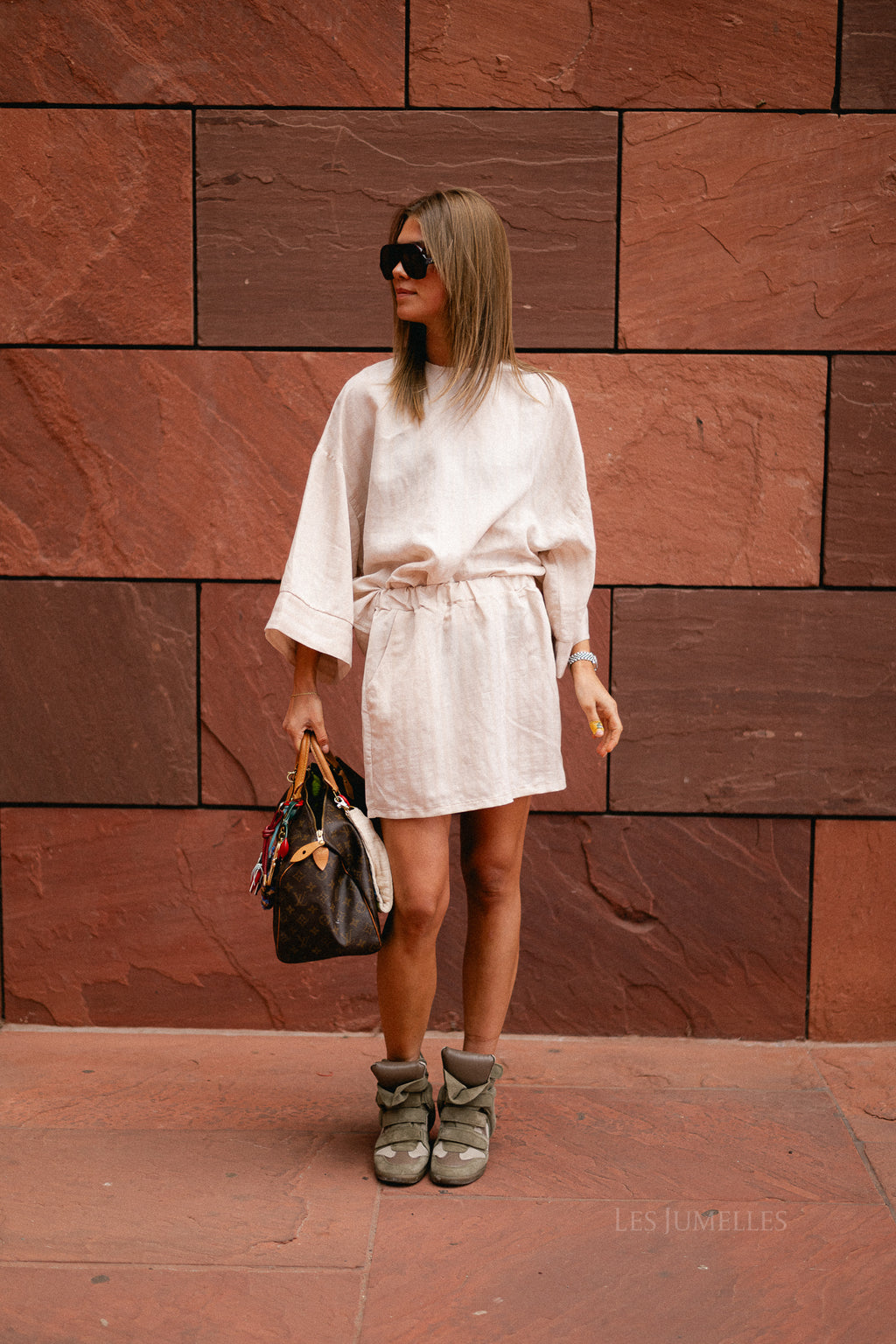 Loena striped skirt soft nude