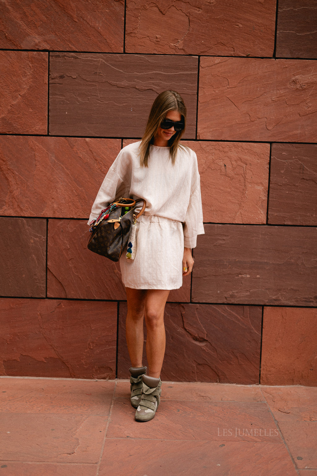 Loena striped blouse soft nude