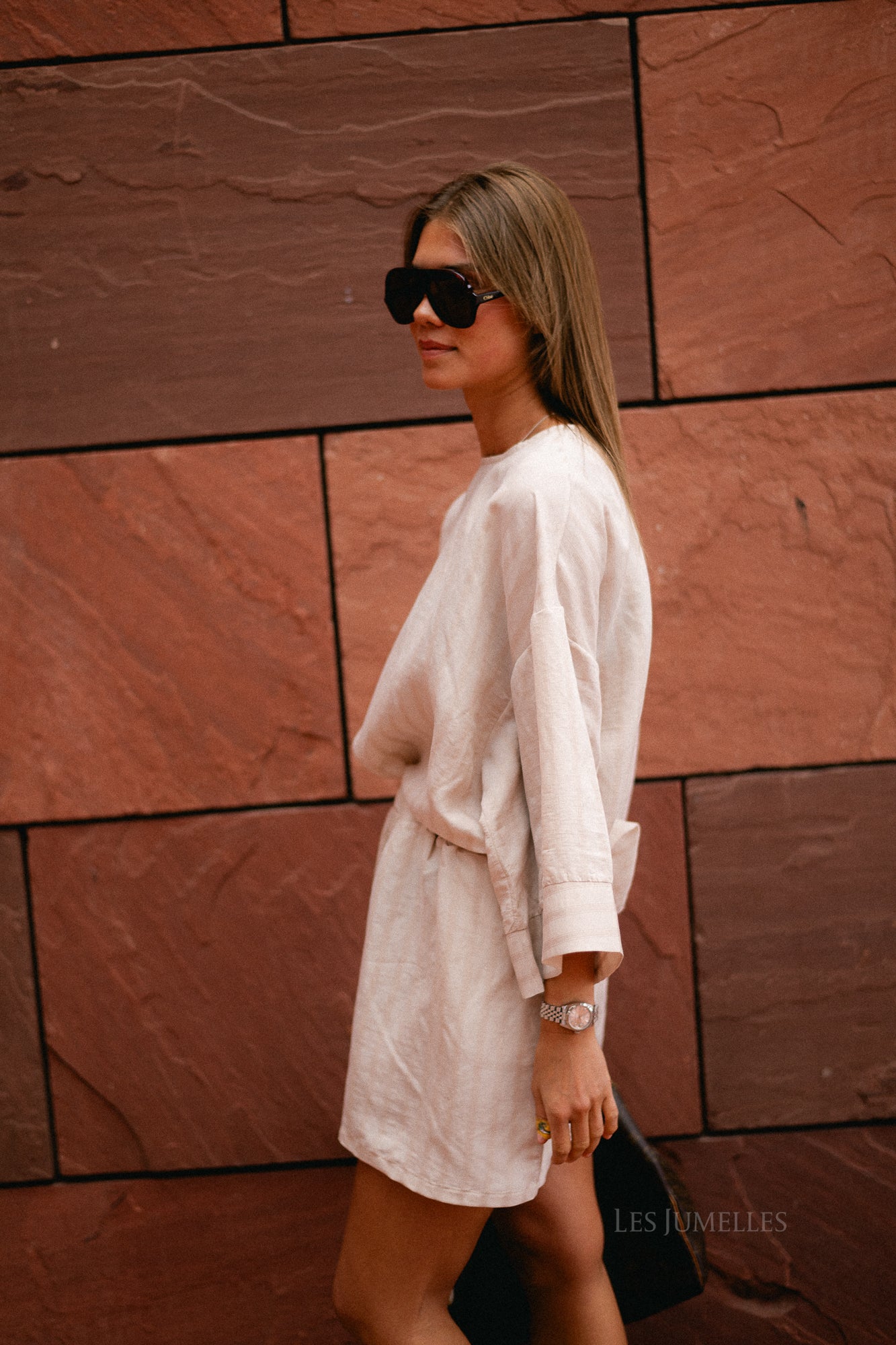 Loena striped blouse soft nude