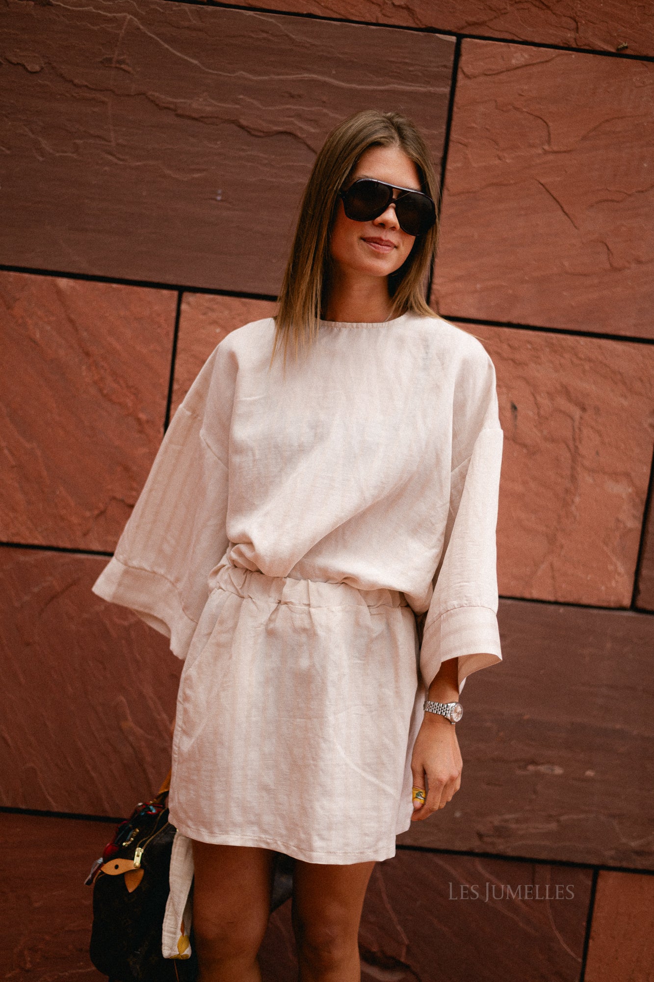 Loena striped blouse soft nude