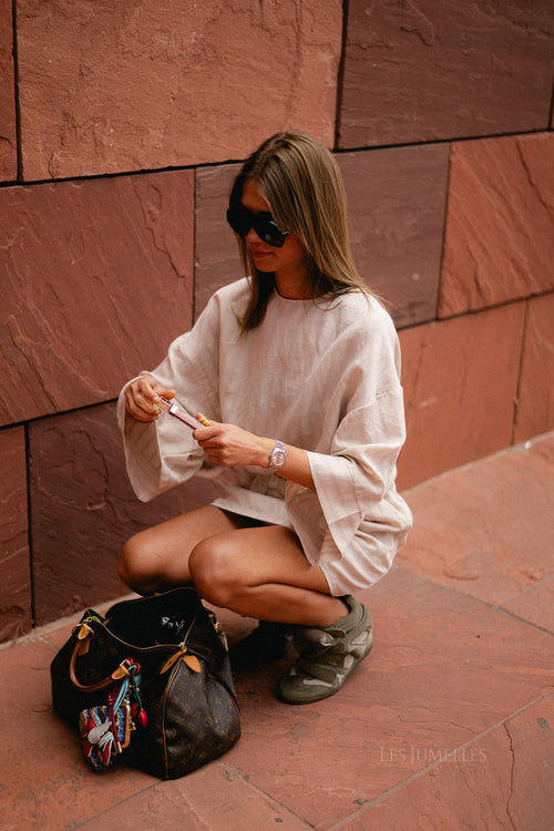 Loena striped blouse soft nude